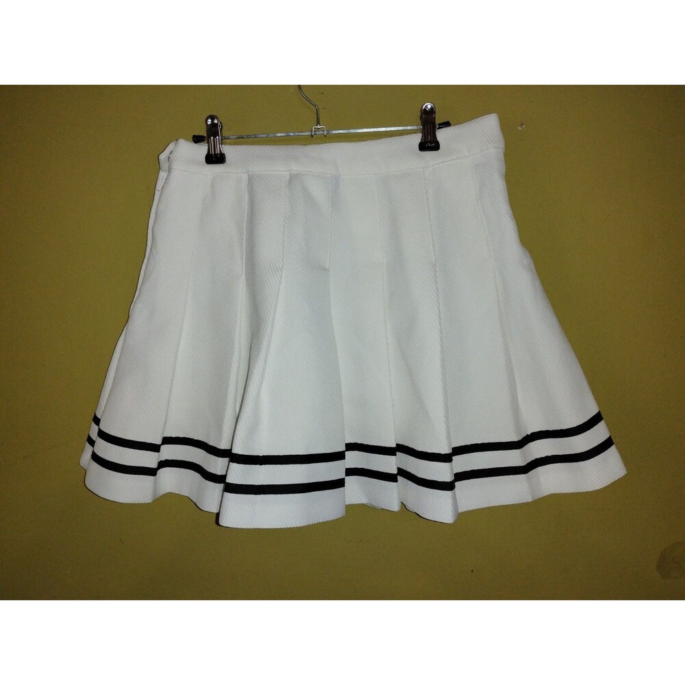 H&M Divided White Pleated Tennis skirt black stripes above hem. Cosplay Size 10